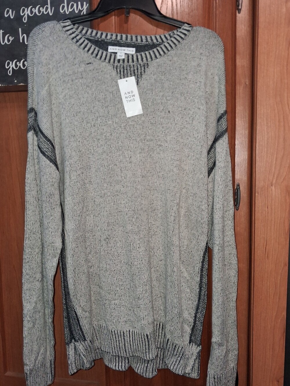 And Now This Men's Grey & Black Marled Knit Sweater In A Size Medium. NWT